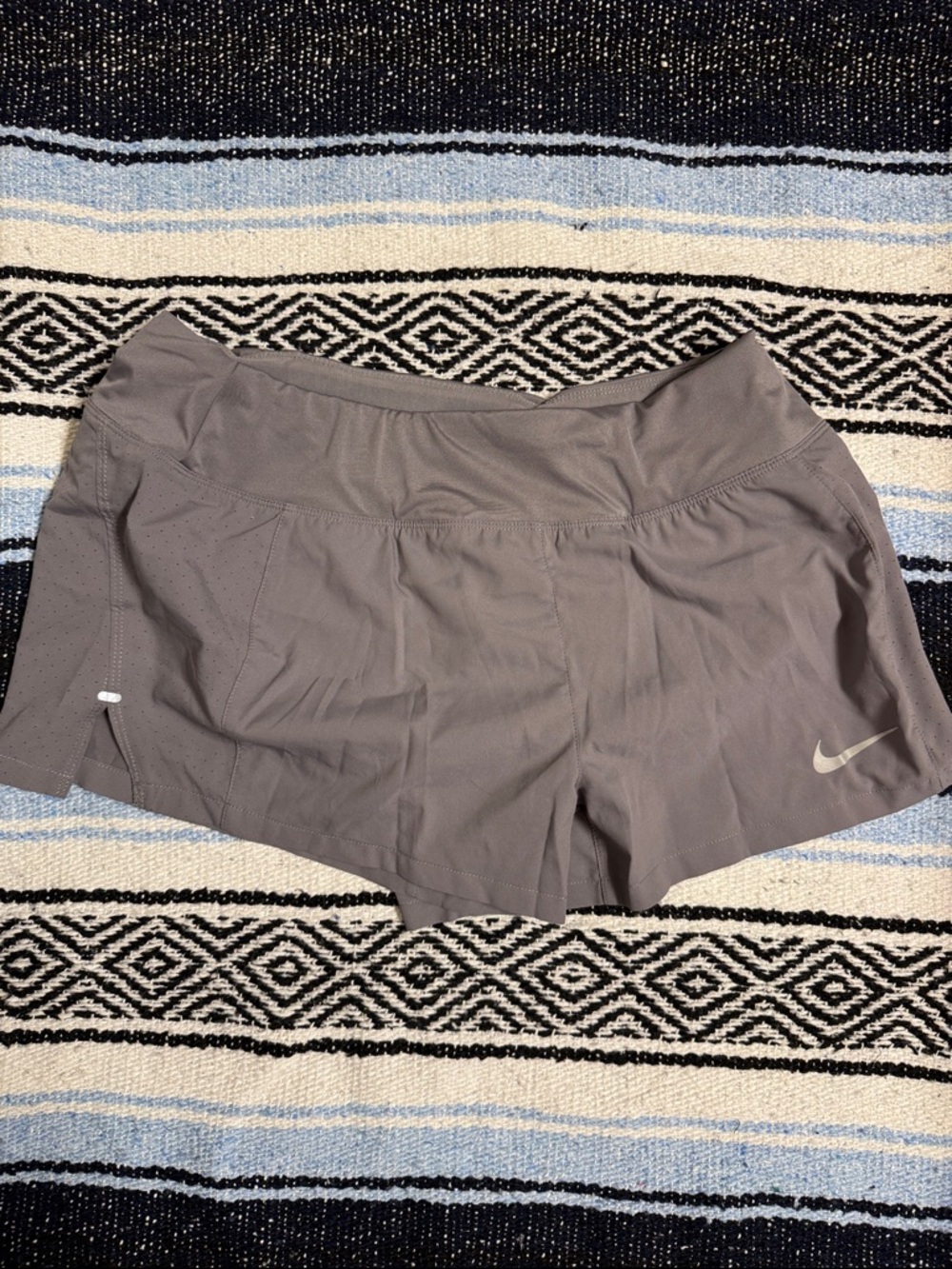 Nike Women's Grey Athletic Running Shorts with Reflective Swoosh